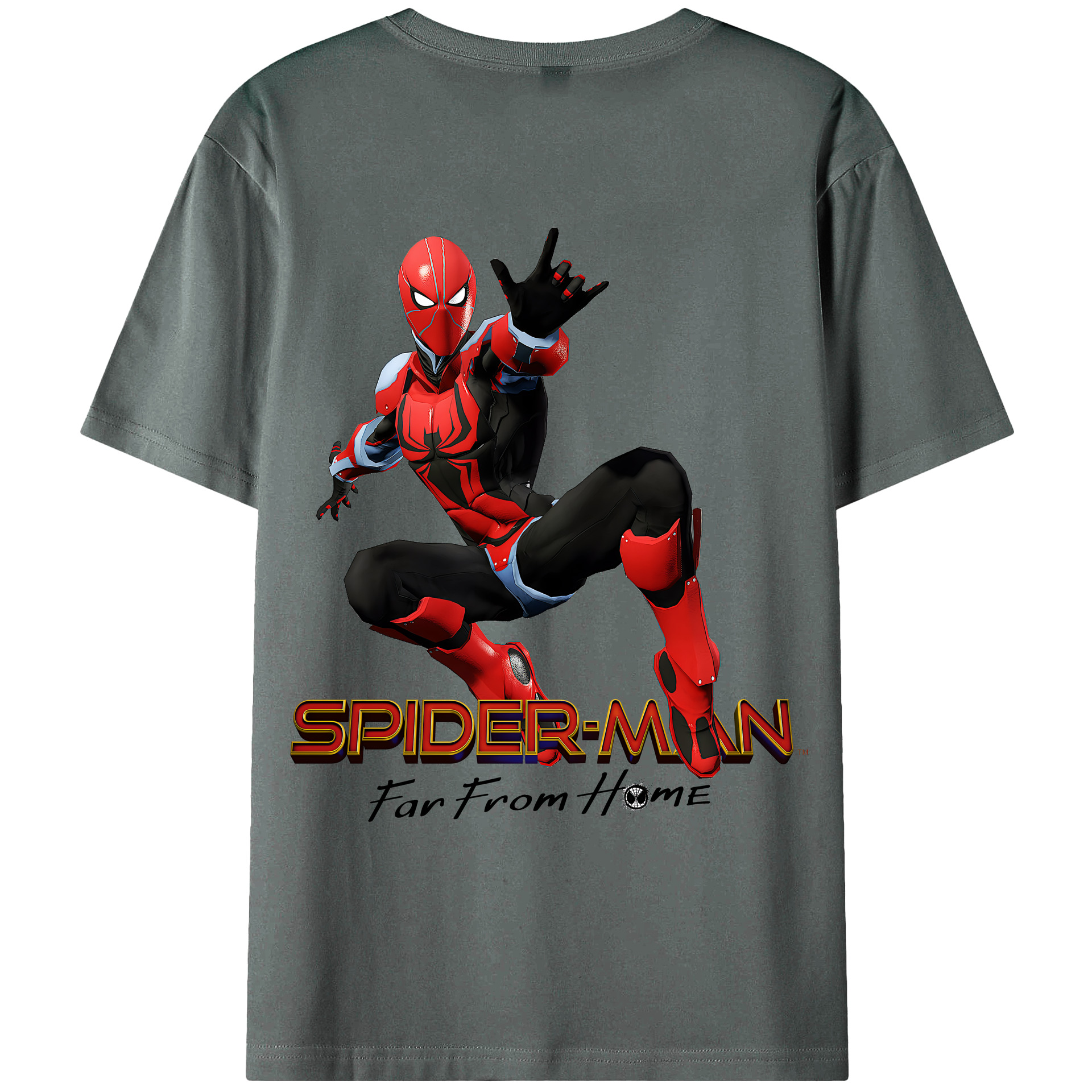 （画像用） Spider Man スパイダーマン 綿100％ メンズ半袖Tシャツ（バックプリント） 通気性